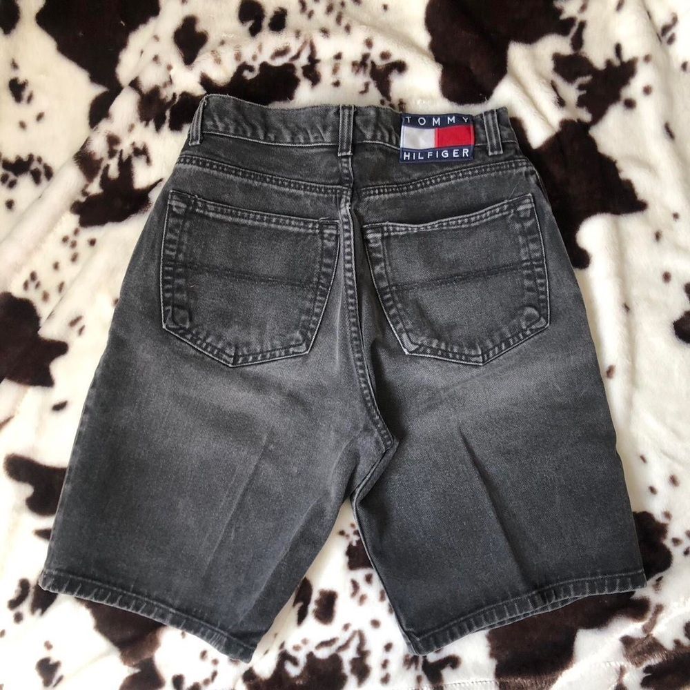 Vintage Y2k Tommy Hilfiger Black Denim Jeans Mom Dad Shorts Skater Jorts 2000s